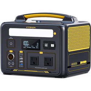 VTOMAN Jump 600X Portable Power Station 600W, 299Wh Solar Generator LiFePO4 Battery Power Station with Jump Start for Car, 1200W AC Outlet, PD 60W USB-C, 3x Regulated 12V/10A DC for Camping, RV Travel