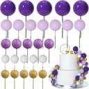 ASTARON 50 Pcs Ball Cake Topper Sticks Mini Balloons for Cake Decorating Supplies Foam Balls Cake decorations for Baby Shower Cake Birthday Cake Toppers Decorations (Purple Series)