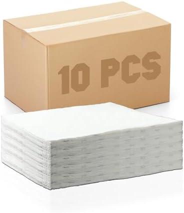 Domensi 10 Pcs Water Absorbent Mats 14" x 16" Water Absorbing Pads Wringable Reusable Absorbing Garage Mat for Home Basements Garages Kitchen Bathroom Floor
