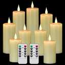 Hanzim Flameless Flickering Battery Operated Candles 9PACK Real Wax Pillar LED Candles with 10-Key Remote Control and 24 Hours Timer for Wedding, Party, Home Decoration (Ivory)