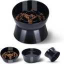 F FD Hub Tilted Raised Slow Feeder Bowl for Cats and Small & Medium Dogs, Raised Design Improves Posture, Spiral Inner Shape Prevents Fast Eating, Dishwasher Safe, 10 oz (Black, L-Cats)