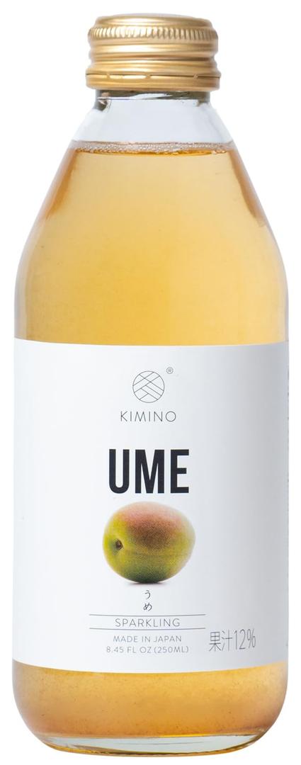 KIMINO Ume Sparkling Juice - Wakayama Plum 12% Juice, Organic Cane Sugar, Hyogo Region Water, Antioxidant Support, Made in Japan Whole Pressed, Healthy Asian Drinks - 8.45 Fl Oz