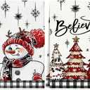 2 x Christmas Dish Towels Set of 2,Winter Hand Towels for Bathroom Decorative,Kitchen Decor Cleaning Drying Kitchen Towels Dishcloth 18 x 26 inches,White Snowman Christmas Tree