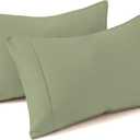 QUEENSBAY Queen Pillow Cases Set of 2, Cooling, Envelope Closure, Easy Care, Comfortable, Breathable Soft Microfiber, Wrinkle Free Standard Size Pillow Covers, 20x30 Inches, Sage Green