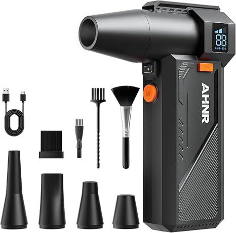 Compressed Air Duster, 160,000RPM Powerful Electric Air Duster Blower Rechargeable with Brushless Motor, 3-Gear Adjustable Mini Air Blower Cordless for Computer, Keyboard, Home, Outdoor and Car