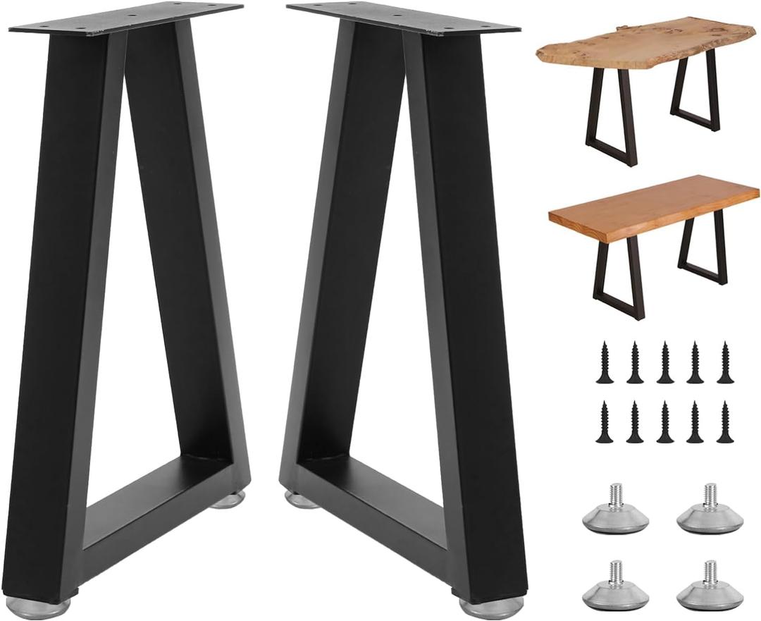 22 Inch Metal Desk Table Legs, Trapezoid Metal Coffee Table Legs, Heavy Duty Industrial Dinning Desk Leg with Adjustment Feet Pads (Bear Up to 800lb)