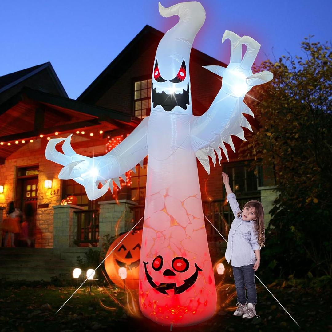 8FT Ghost Halloween Inflatables - Spooky Outdoor Blow Ups for Yard, Lawn Decorations