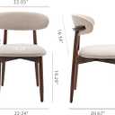 Wooden Dining Chairs Set of 4, Modern Upholstered Kitchen Chairs with Thick Seat Cushion and Curved Back, Farmhouse Accent Chair for Living Room Kitchen Dining Room Cafe, Beige, 20"D x 19"W x 33"H