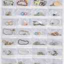 Hanging Jewelry Organizer,Accessories Organizer,80 Pocket Organizer for Holding Jewelries (White-Embossed)