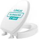 Elongated Toilet Seat Risers for Seniors, 2.5 Inch Elevated Toilet Seat with Slow Close, Non-Slip Raised Toilet Seat, 18.5" Fit for Elongated Toilet, White