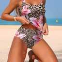 ZAFUL Women's Tankini Swimsuits Tummy Control Swimwear Two Piece Bathing Suits Swim Top with High Waisted Bottom (Pink, S)