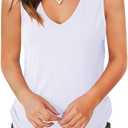 Jescakoo V Neck Tank Tops for Women Casual Sleeveless Shirts Loose Fit Summer (White, L)