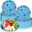 Zhehao 50 Pcs Birthday Party Plates 9 Inch Blue Cartoon Theme Disposable Paper Plates Tropical Hawaii Party Decorations for Summer Holiday
