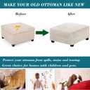 HFCNMY Ottoman Cover,Stretch Velvet Square Ottoman Cover Thick Ottoman Slipcover Square Washable Storage Foot Stool Cover with Elastic Bottom for Living Room Beige Large