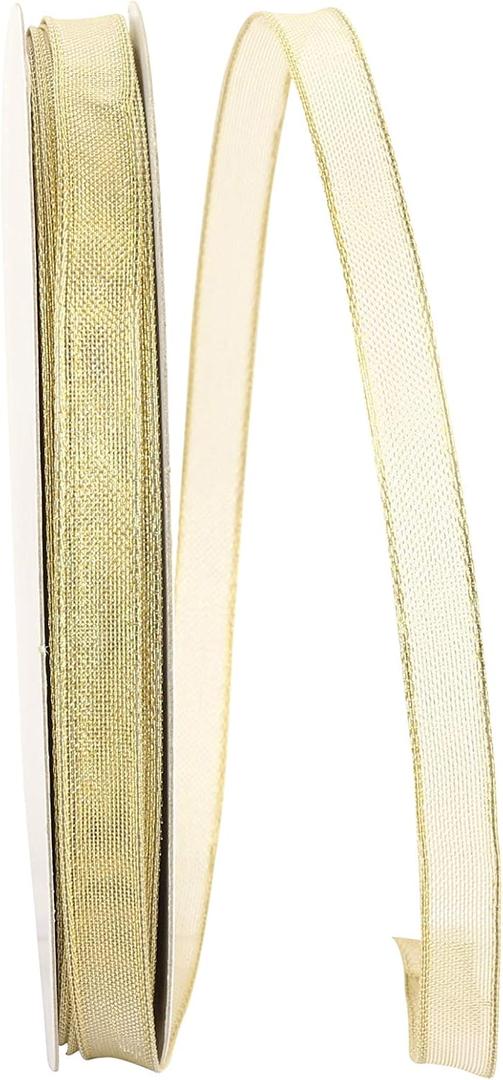 Reliant Ribbon Mesh Metallic 2 Wired Edge Ribbon, 3/8 Inch X 50 Yards, Gold
