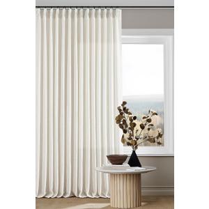 98 Inch Long Curtains Pinch Pleat Linen Curtains for Living Room Bedroom 2 Panels Natural Cream Light Filtering Privacy Neutral 98 Inch Pleated Drapes Hooks Rings Back Tab for Window Treatment, 40"W x 98"L
