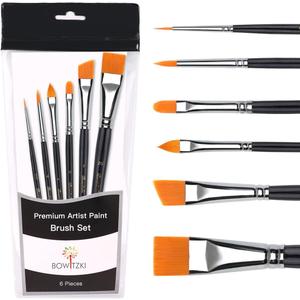 Bowitzki Face Paint Brush Set, 6pcs Artist Brushes for Body Face Painting,Acrylic Painting Watercolor Oil Gouache