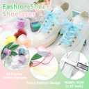 Flat Sheer Shoe Laces: 2 Pairs 4CM Wide Fashion Snow Yarn Shoelace | Fishtail Rolled Design, Cute Organza Shoe Strings, for Wedding Sneakers, 44 Colors