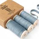 Vitalizart Dusty Blue Velvet Ribbon Set 3/8" x 15 Yd Wooden Spool Fabric Trim 3 Rolls * 5 Yd for Christmas Wreath Decoration Handmade Craft Ornaments Gift Wrapping & Bow Making