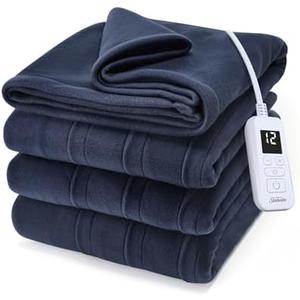 Sunbeam Royal Ultra Fleece Heated Electric Blanket, 12 Heat Settings, 12-Hour Auto Shut-Off, Indigo