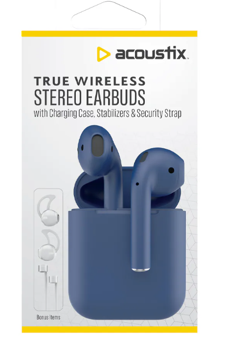 Acoustix Blue Wireless Audio Buds Blue