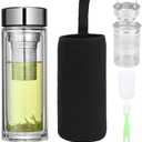 Tea Infuser Bottle, Glass Tea with Infuser, Travel Glass with Stainless Steel Filter, for Office Outdoors Home (1000ml)