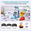 AKEYDIY Auto Hat Heat Press Machine for Caps with 3pcs Interchangeable Platens 3-in-1 Automatic Cap Press w/Knob-Style Digital Controller & Auto Open & Release, Heat Transfer Printing for Caps