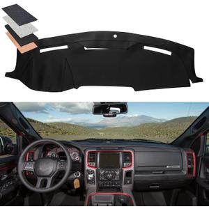 BDFHYK Dashboard Dash Cover PU Dash Mat Compatible with Dodge Ram 1500 2500 3500 2010-2018