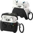 [2Pack] Gedicht for Apple Airpods 4th Generation Case Cover(2024), Cute Cartoon Game Consoles Soft Silicone Protective Cases for Airpods 4 Case with Keychain for Women Men, Controller Black+White