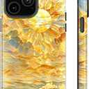 for iPhone 14 Pro Case,Ocean Waves Sun Rays Stained Glass,Dual Layer Soft TPU Hard PC Bumper Case Design,Protective Phone Cover Girls Will Love