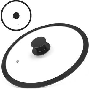 Pan Lid 10 Inch - Tempered Glass Pot Lid - Replacement Pan Cover for Cast Iron Skillets, Frying Pans, Pots and Wok, Heat Resistant Handle, Black