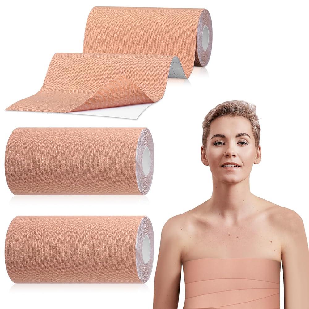 2 Rolls Wide Trans FTM Binder Tape for Chest Binding Adhesive Trans Chest Tape Flat for Transgender Breast Boob
