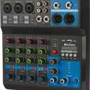 Mini audio DJ mixer Sound Board Console System,5 Channel 48V Phantom Power with Bluetooth USB MP3 Stereo live DJ Studio Streaming for professional recording party KTV stage