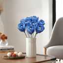 Simulated Flowers, Handmade ceramic tulips, Home Decorations, Living Room vases,ceramic Floral Decorations, Creative Gifts for Floral Arrangements providing long-lasting beauty Set of 9 (blue)