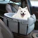 Center Console Dog Car Seat Dog Bed for Car Console Portable Armrest Booster Seat Carrier for Small Medium Dogs Anti-Collapse for Puppy Pet Up to 15 Lbs（Grid Black）
