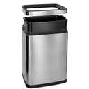 3 Gallon (11.2L) Stainless Steel Open Top Trash Can, Square Small Waste Bin with Removable Inner Bucket & Hidden Bag Ring, No Lid Garbage Can for Kitchen, Bathroom, Office