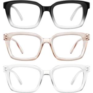 XVXV Reading Glasses for Women Men - Blue Light Blocking Readers Oversize Oprah Square Anti Glare/Eyestrain Spring Hinge (Mix5)