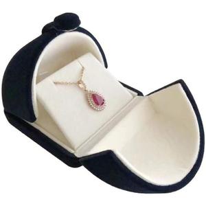Navy Blue Velvet Premium Grade Jewelry Box for Earrings Necklace Double Layer Modern Unique Design Packaging Gift for Her (Jewelry is not included)
