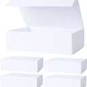 Aimyoo White Collapsible Gift Box with Magnetic Closure Lids 10.5x7x3 in, Bridesmaid Groomsman Proposal Boxes, Rectangle Storage Box 5 Pack (Pack of 5, White-Medium)
