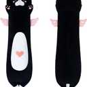 Long Plush Toy Cat Pillow Cute Plush Cat Toy Doll Stuffed Animal Cat Hugging Pillow for Sleeping Gift for Kids and Girls(Black&Pink,90cm/35.4in)