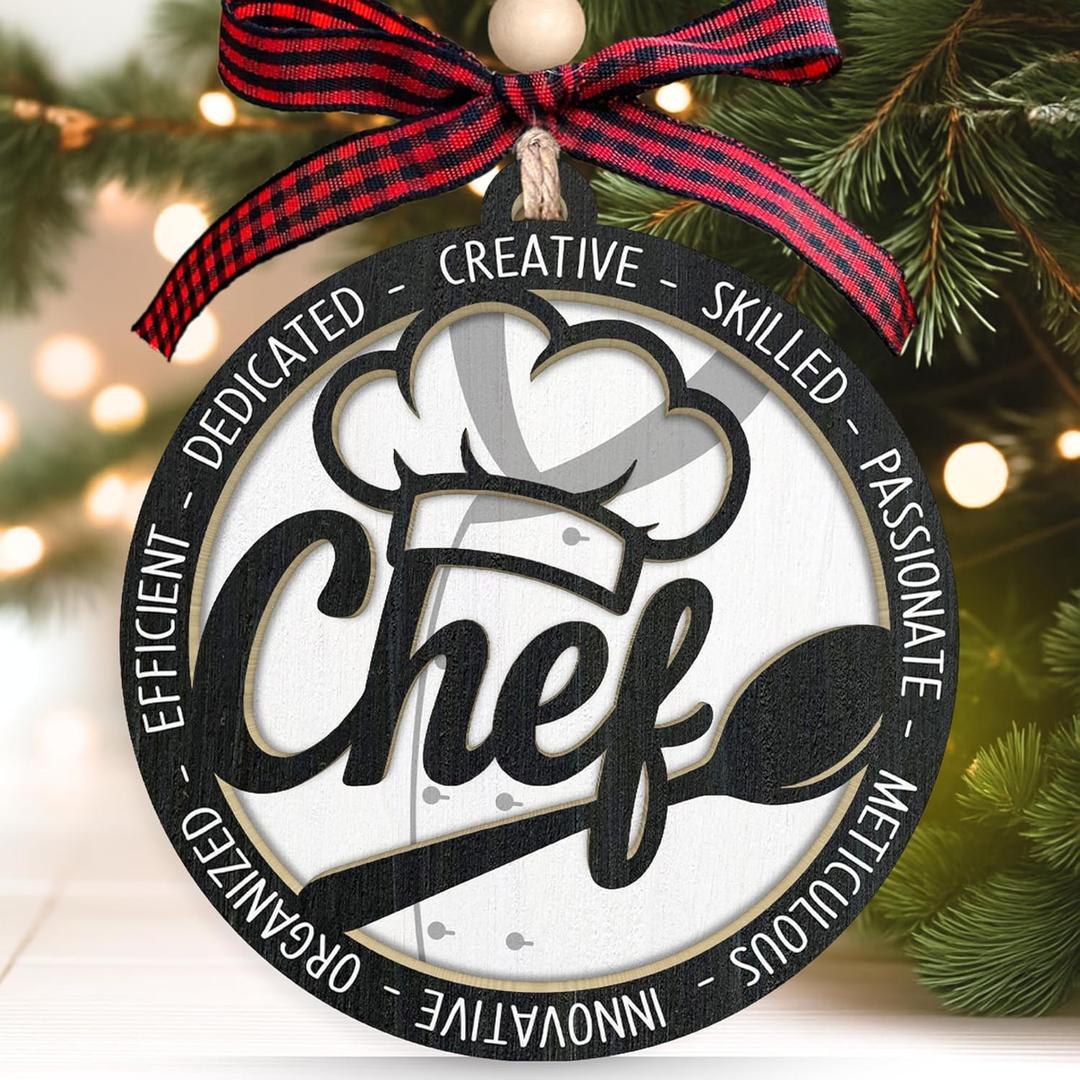 MAPDTWO Chef Ornaments for Christmas Tree - Chef Baking Gifts for Women, Cooking Lovers, Bakers - Baker, Kitchen Christmas Ornament - Cooking Bakery Cake Ornaments - Wood Ornament 2025