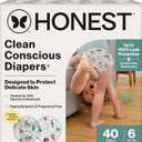 The Honest Company Clean Conscious Diapers for Delicate Skin | Up to 100% Leakproof | Hypoallergenic, Fragrance Free | Winter '25 Limited Edition Prints | Club Box, Size 6 (35+ lbs), 40 Count (Adorably A-moosing + Winterwear Wags)