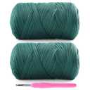 Lpalats 2 Pack T-Shirt Yarn for Crochet - 800 g/260 yds Elastic Fabric T-Shirt Yarn with 1 Crochet Hook (Dark Green)