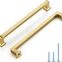 5 Pack 7 Inch Brushed Brass Cabinet Handles Solid Zinc Alloy Pulls for Kitchen Cupboard & Drawer Hardware