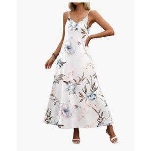 Zeagoo Womens Summer Maxi Dress Spaghetti Strap Casual Printed Dress Boho Floral Beach Sundress, XXL