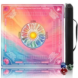 Pittera Mahjong mat for Table/31.5inch/American Mahjong Table Cloth with Rules mats withDrawstring Bag, Noise ReductionAnti-Slip Game mat for Table, forMahiona/PokerBoard Games/Card Games/Dominoes