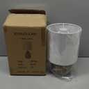 KUNJOULAM Rattan Table Lamp, Small Nightstand Lamp with Linen Fabric Lampshade, Desk Lamp Bedside Lamp for Living Room Home Office, Without Buld