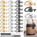 D Ring Stud Screw Ball, 32 pcs D Ring Stud Screw Ball, 180 Degree Rotatable Ball Post Head Buttons with punch tool and screwdriver for DIY Leather Purse Backpack Belt Craft Decoration