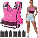VBSD Adjustable Weighted Vest for Women Men 11-20LB Vest with 6 Ironsand Weights Body Weight Vest with Reflective Strip for Running Walking Strength Training Workouts Pink