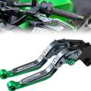 for Kawasaki NINJA500 Ninja 500 Z500 Z 500 SE 2024 2025 Motorcycle Clutch Lever Adjustable Handlebars Brake and Clutch Levers Set(Green)